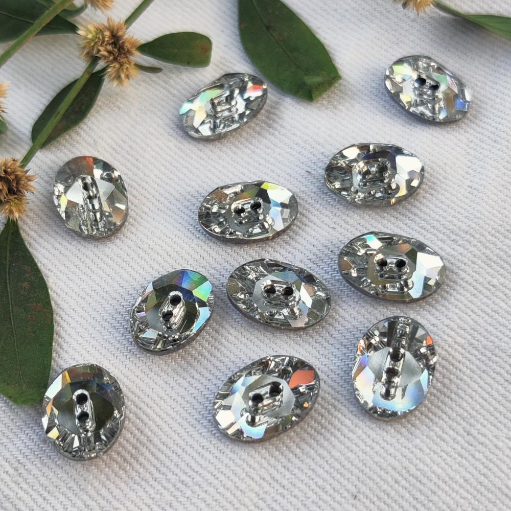 designerbox Silver oval Rhinestone Buttons