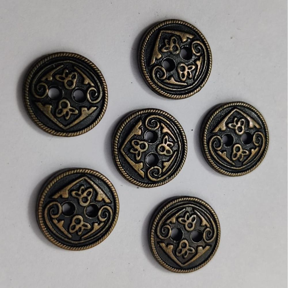designerbox Designerbox Vintage Antique Look Bronze Designer Round Metal Fancy Show Buttons for Coats Shirts Blazers (Pack of 10pcs)(Size 1.1cm)