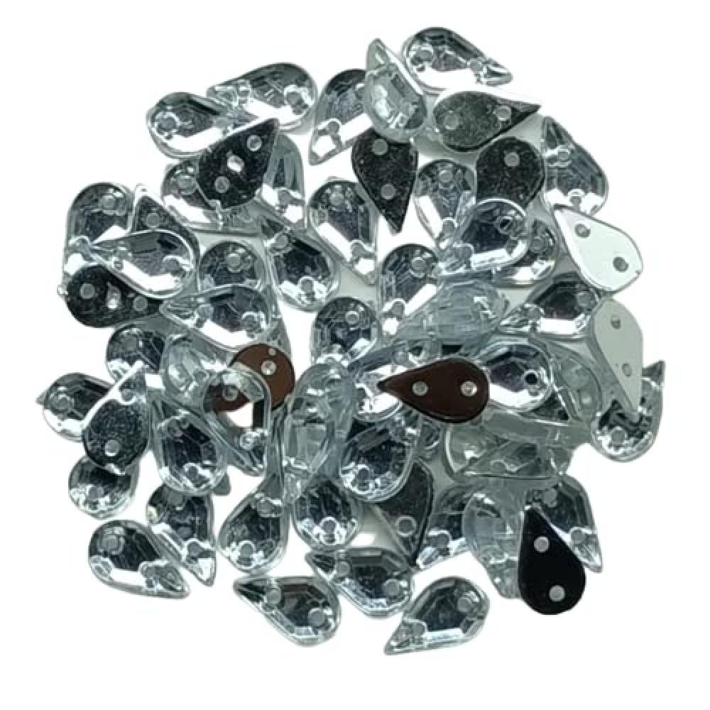 designerbox Drop Shape Silver Transparent Acrylic Stones for Art and Craft Jewellery Making Embroidery Works with Fabric Glue ( pack of 100pcs ) Width : 9mm