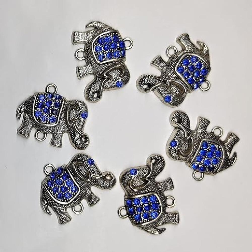 designerbox Elephant Metal silver antique finish Polish of 4pcs Set for Showpiece button enhance your designer outfit dresses kurtis kurtas blouses Table Decorative & Gift Article [size 3.75cm]