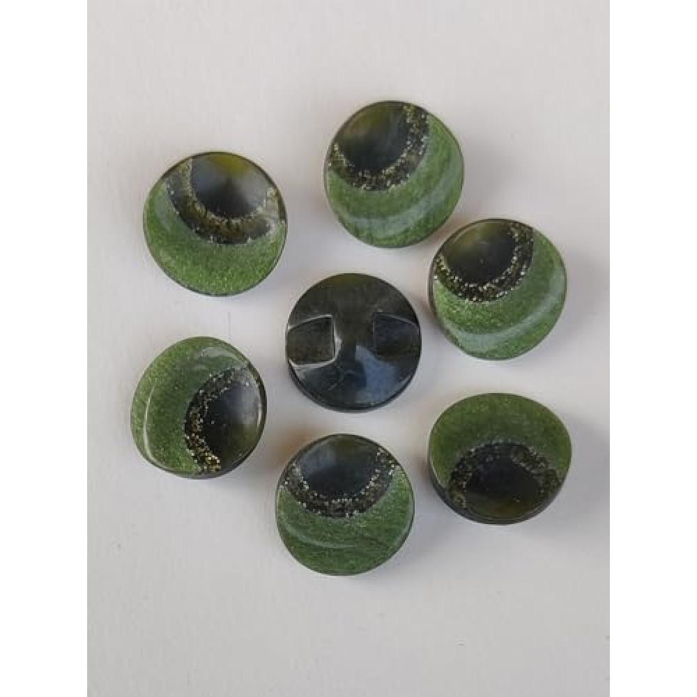 designerbox Fancy Show Resin Art Buttons Silver Glitter Embellishment Button for Dresses Coats Shirts Blazers top Sherwani Decoration (Green)