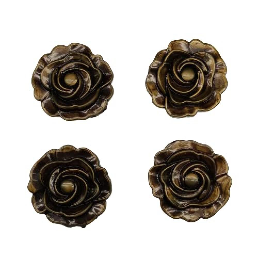 designerbox Flower Shape Wooden Brooch for Fashion industry Jewellery making Home decoration crafts DIY ( Pack of 4pcs) width : 3.5cm