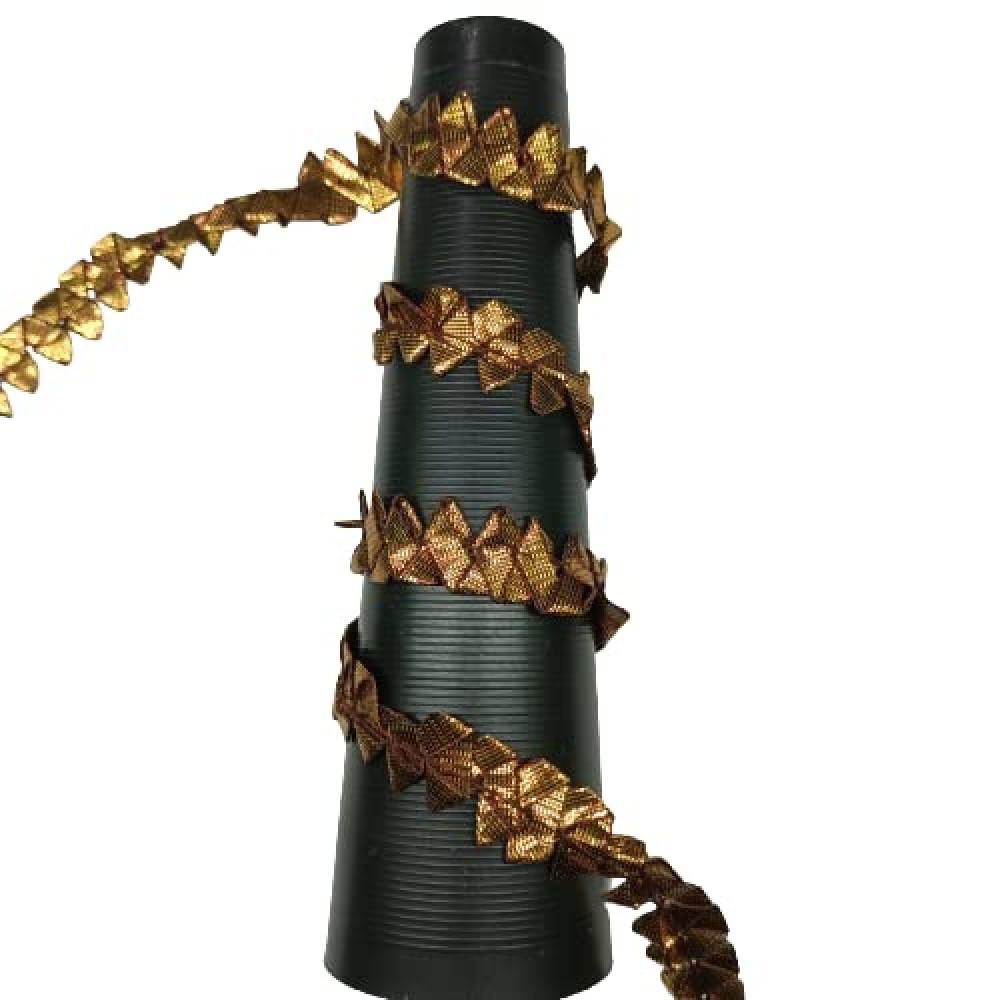 designerbox Golden Colour Double Gota Samosa with sakal Lace Border for Dresses Saree Lehenga Dupatta Bag Craft and Decorations ( Pack of 9 Meter ) Size : 1.7 cm