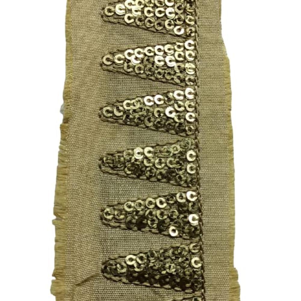 designerbox Golden Colour Embroidery Sequence lace with Thread