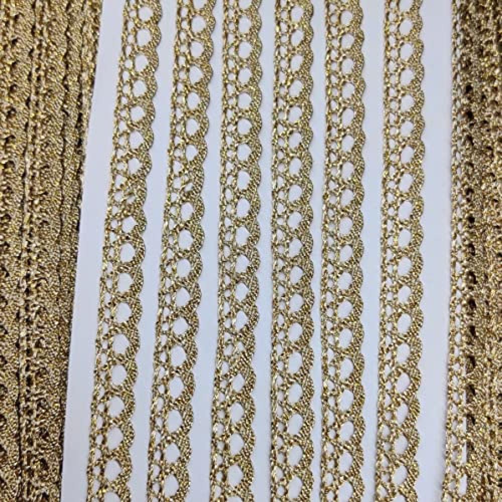 designerbox Golden crocia lace for Edge of Sarees Kurtis Kurtas duppatta Blouses Art and Craft [10 Meter ] Size 1 cm