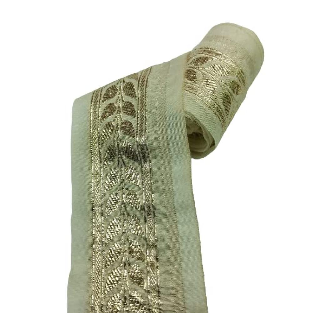 designerbox Golden Flower Design Lace Border for Bridal Dress Gown Dupatta Sarees Wedding Outfits (Pack of 2 Meter ) Width: 5.5 cm