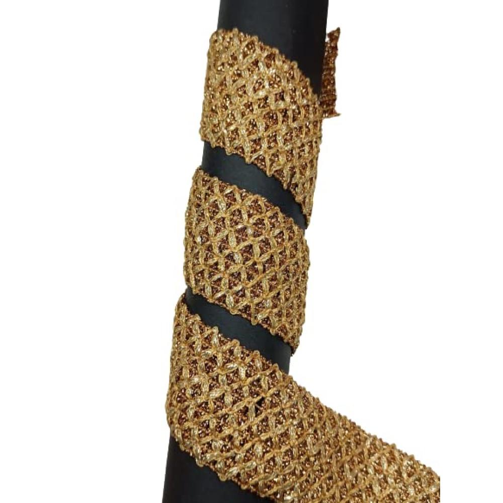 designerbox Golden Gotta Sadadi Lace Border for Bridal Dresses Sarees Lehengas Decoration Bag and Designing Embellishment DIY Crafts (Pack of 9 Meter ) Size : 4.cm