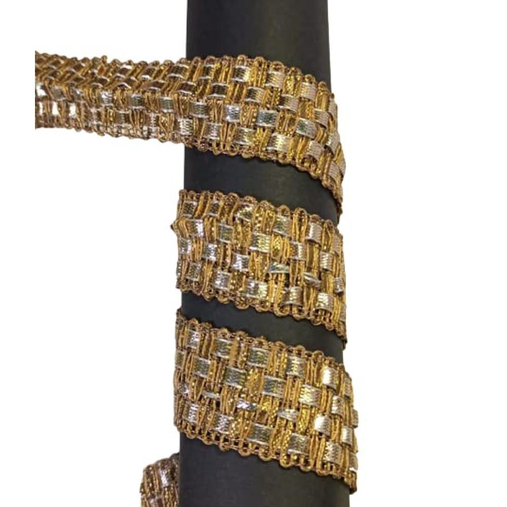 designerbox Golden Gotta Sadadi Lace Border for Bridal Dresses Sarees Lehengas Decoration Bag and Designing Embellishment DIY Crafts (Pack of 9 Meter ) Size : 2.5cm