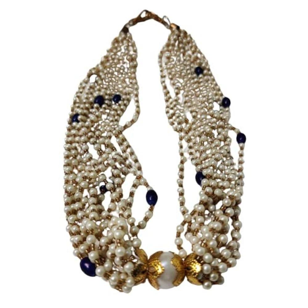 designerbox Golden motis(pearl) necklace with beads luxurious handmade use for necklace & handle for wedding designer potlis bag (Golden colour)