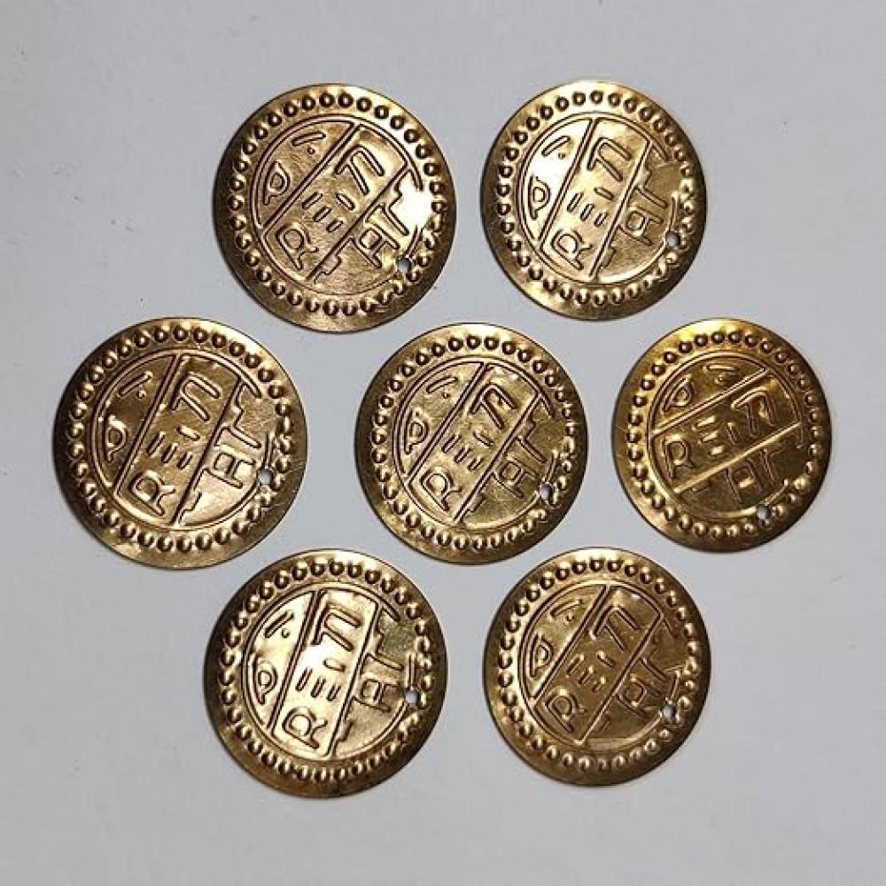 designerbox Golden Vintage Old Coin 1 Hole metel Tassel and Hanging Coin Shaped Metal Charms for Jewelry Making and Crafting (Pack of 25 Pieces) Size 1.9cm