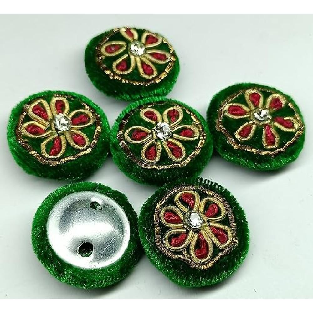 designerbox Handmade Buttons with fine Quality Multi Threads Embroidery Flower Work for Sweaters Kurtas Kurtis Blouses Shirts DIY Crafts ( Pack of 10 pcs )