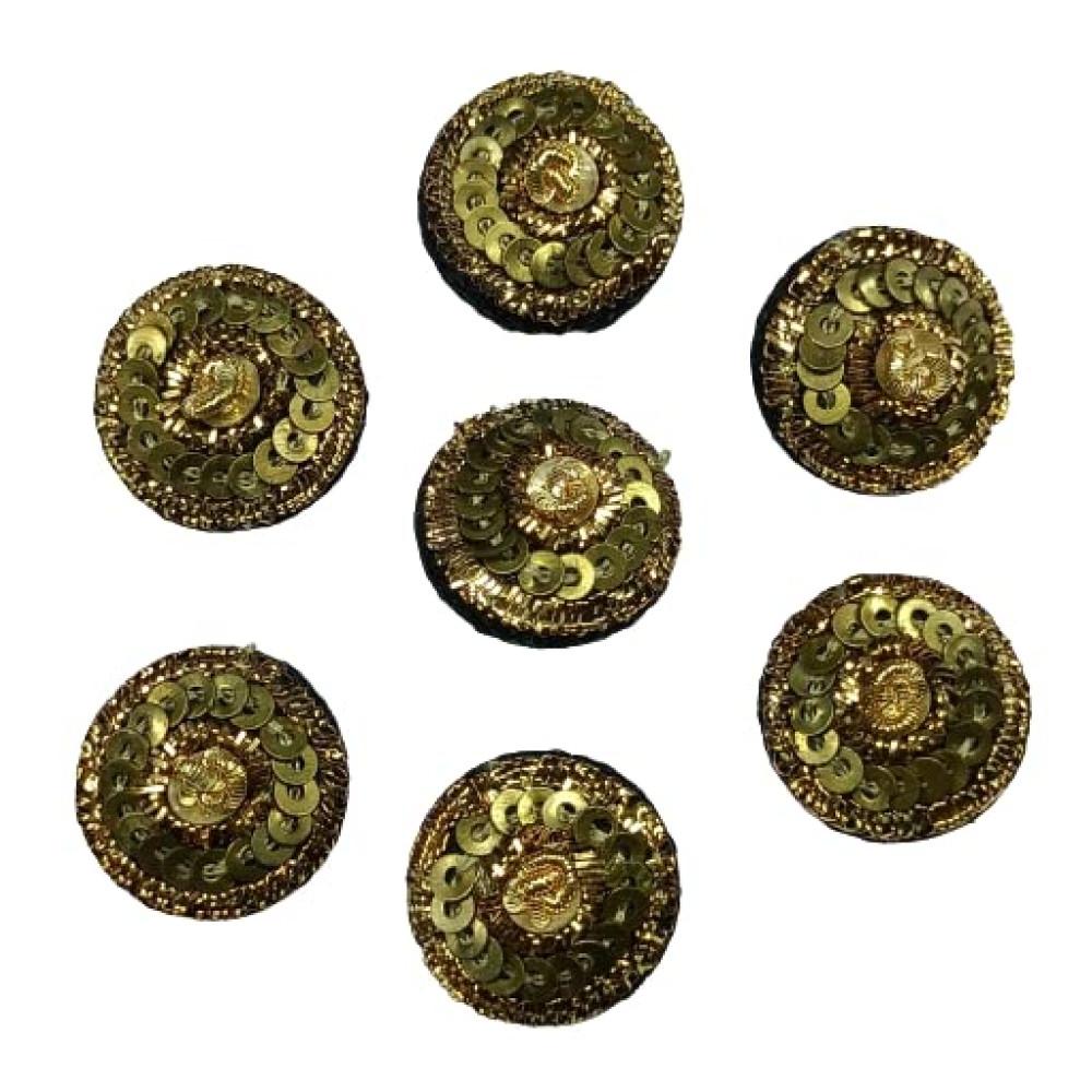 designerbox Handmade Sequence Buttons with Golden Tikli for Sweaters Kurtas Kurtis Blouses Shirts DIY Crafts ( Size : 1.5 cm )( Pack of 10 pcs )