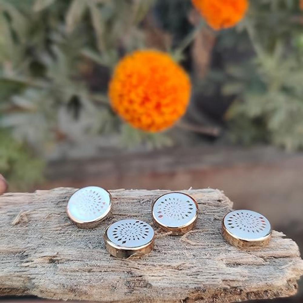 designerbox Ivory Enamel Metallic Gold Rim Tiny Shirt Buttons Cream White Resin Small Plastic Shank Buttons for Knitting Sewing Coat Kurti and Dress (Gold pack-25pcs) (Size-1.1cm)