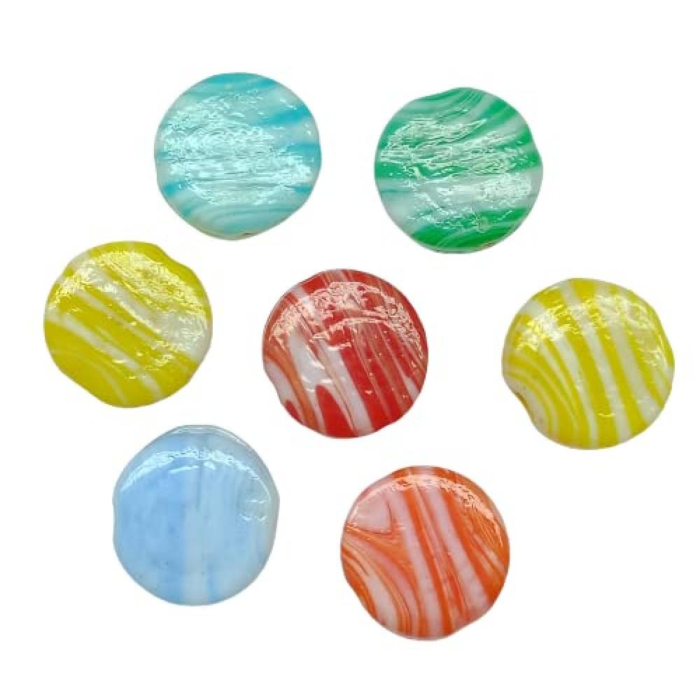 designerbox Mix Color Round opec sheded Gem Emerald Stone Beads for Braclet Neklace Earring Home Decor Fashion Industry DIY Crafts ( Pack of 18 pcs ) Size :1.5 cm