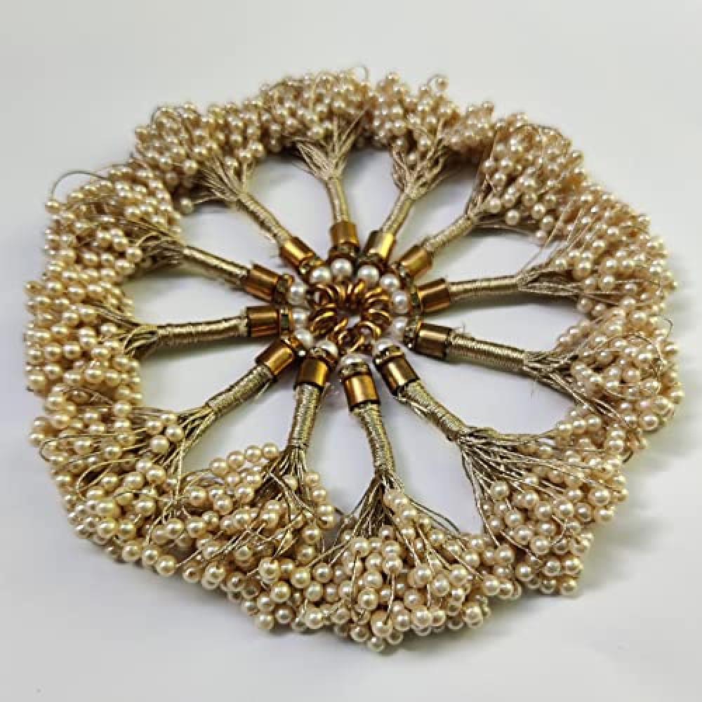 designerbox moti Tassel Pearl for uses Blouses Woman lehanga Choli Kurtis Kurtas Sarees and for DIY Crafts .[Cream]