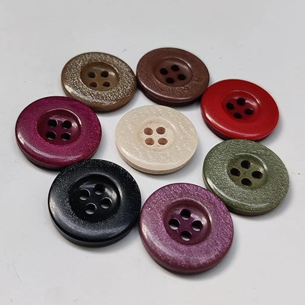 designerbox Multicolour Assorted 4 Hole Fancy Acrylic Button Combo of 8 Colours