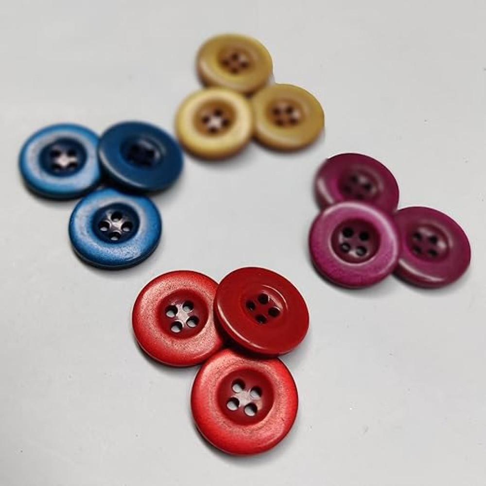 designerbox Multicolour Assorted 4 Hole Fancy Acrylic Button Combo of 4 Colours use for Jackets Pants Shirts Blouses DIY Crafts and Project ( Pack of 40 pcs Size : 2 cm