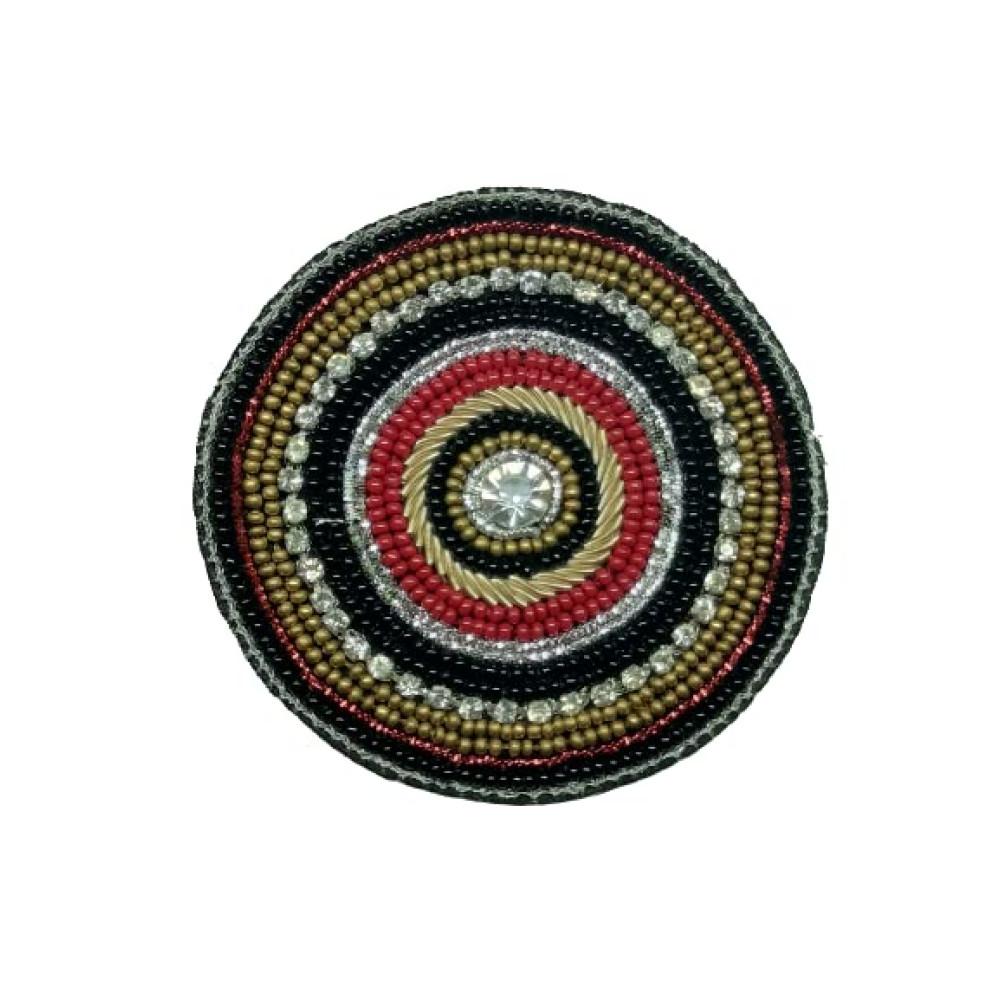 designerbox Multicolour Round Applique Beautiful Patches with Diamond's for Cloths Blouse Suits Sarees Decoration Sweater Shoes Bags ( Pack of 4 pcs )(Width : 7cm )