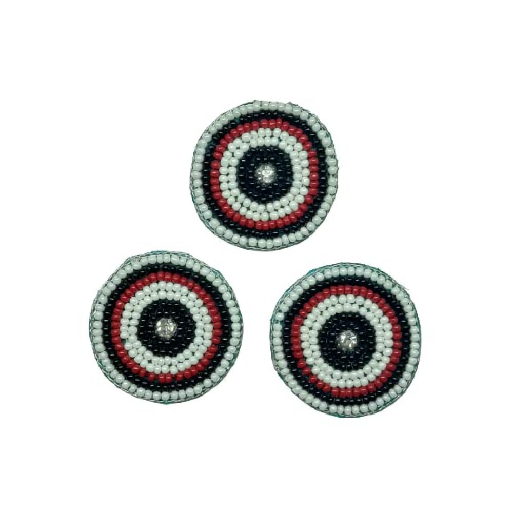 designerbox Multicolour Round Applique Beautiful Patches with Diamond's for Cloths Blouse Suits Sarees Decoration Sweater Shoes Bags ( Pack of 4 pcs )(Width : 3.5cm )