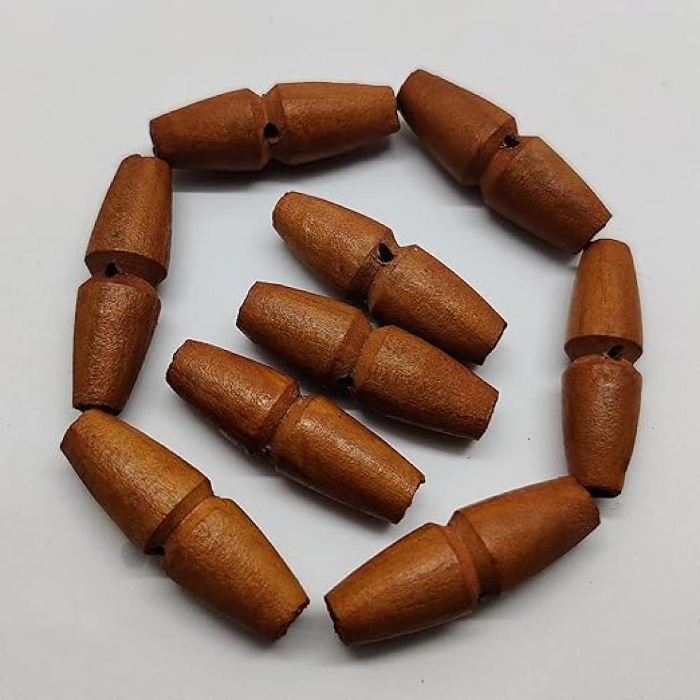 designerbox Natural Brown Wooden Toggle Buttons 1 Hole Designer Traditional for Suits Dresses Jackets Coats Bag Craft DIY (Medium Toggle 3.20 cm (32mm) Approx) (Pack of 10pcs)
