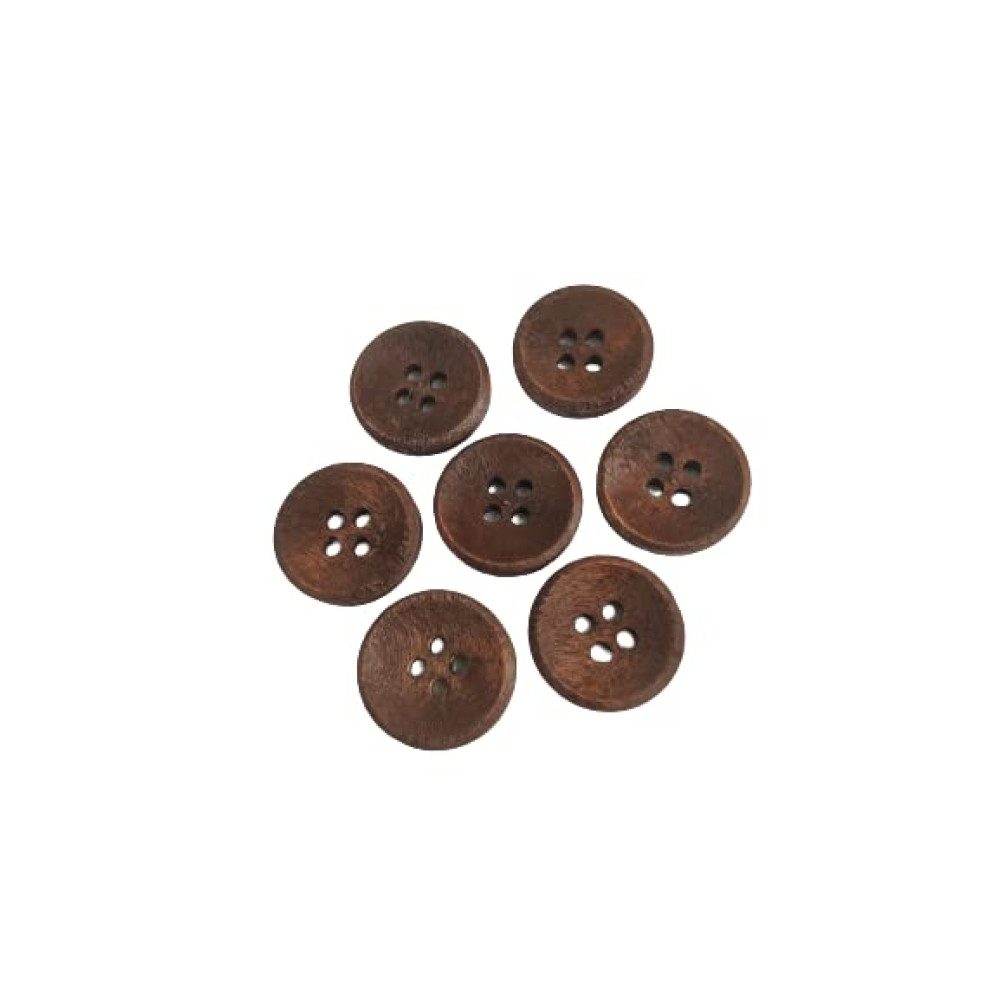 designerbox Natural Wooden Shell 4 Holes Round Buttons