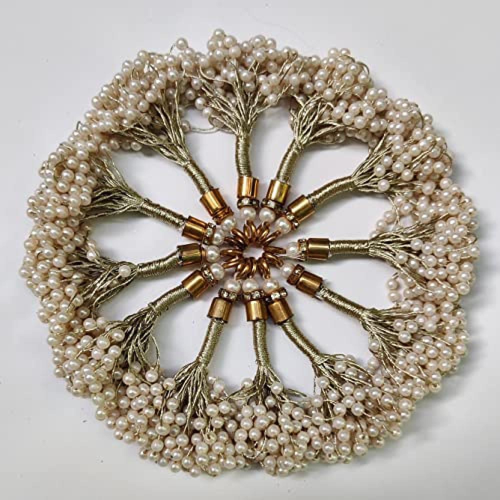 designerbox Off-White motis Tassel Pearl Tassel for uses Blouses Woman lehanga Choli Kurtas Sarees and for DIY Crafts . (2)