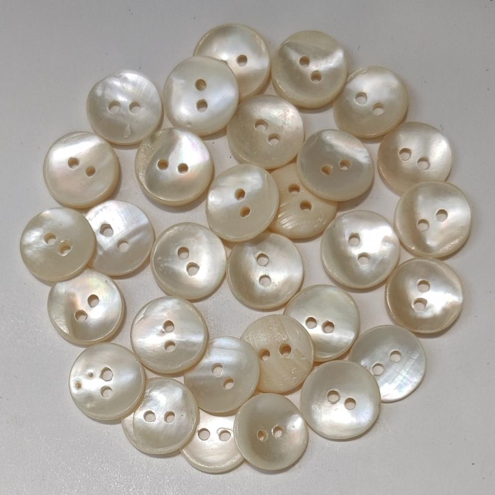 designerbox Off White  ﻿ Sea Shell (Mother of Pearl) 2 Holes Round Buttons for Sewing Embroidery Crafting and Decoration(Pack of 50 Pieces)(Size 1.2cm)
