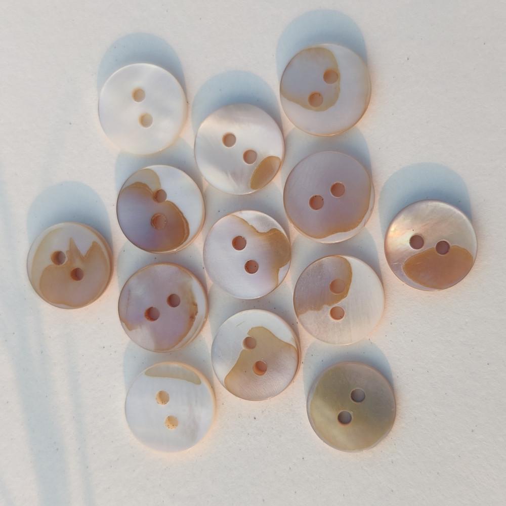 designerbox Peaches  ﻿ Sea Shell (Mother of Pearl) 2 Holes Round Buttons for Sewing Embroidery Crafting and Decoration(Pack of 50 Pieces)(Size 1.2cm)