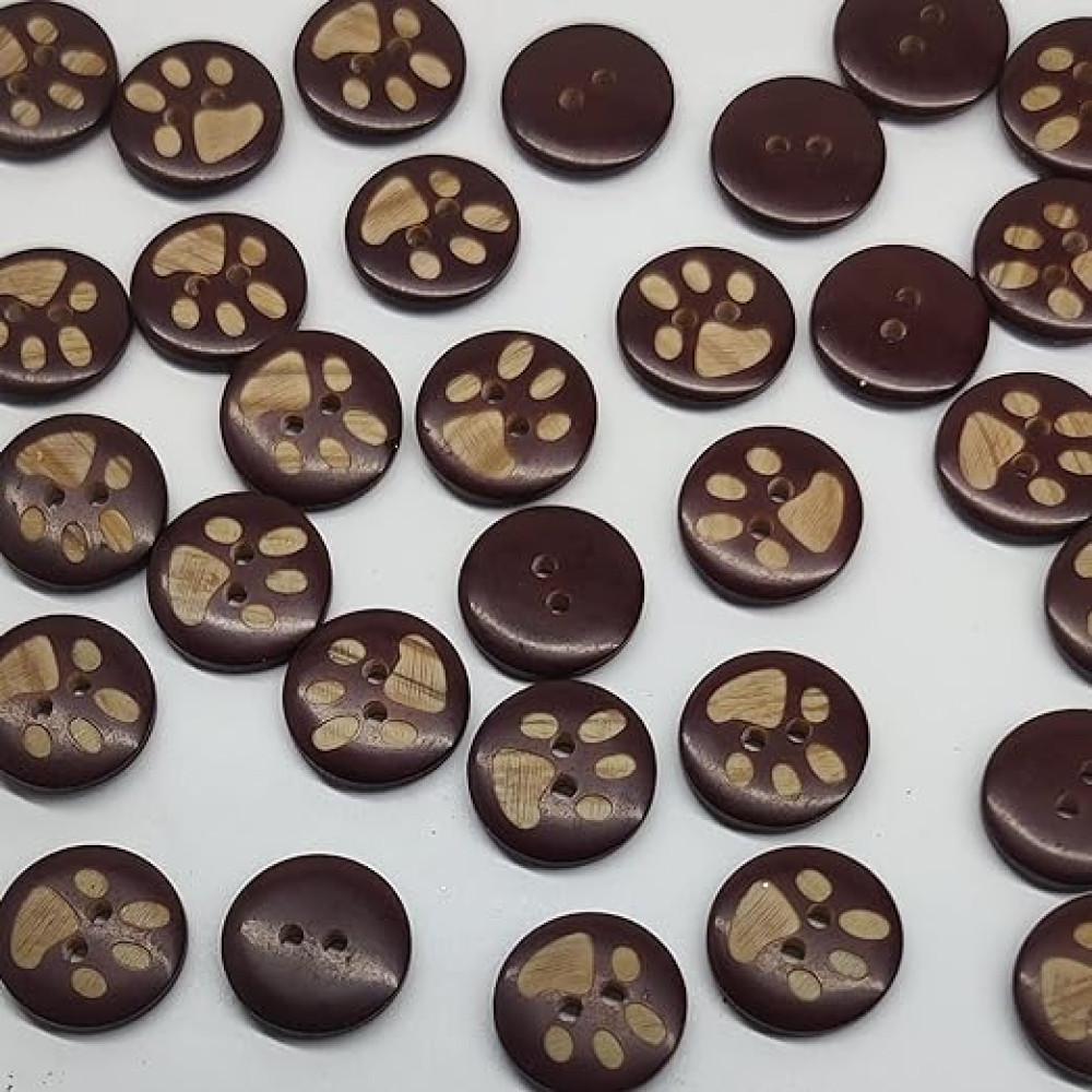 designerbox Puppy Foot Print Acrylic 2 Holes Round Buttons for Sewing Embroidery Crafting and Decoration (Pack of 30 Pieces)(Size : 1.5cm)