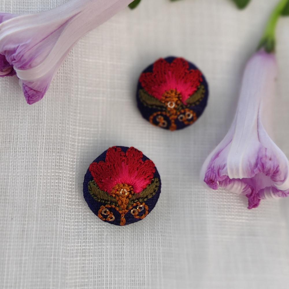 designerbox Royal Blue wase Color Fabrics with fine Quality Multi Threads Embroidery Buttons for Kurtas Kurtis Blouses Shirts and for DIY Crafts ( Pack of 10 pcs )