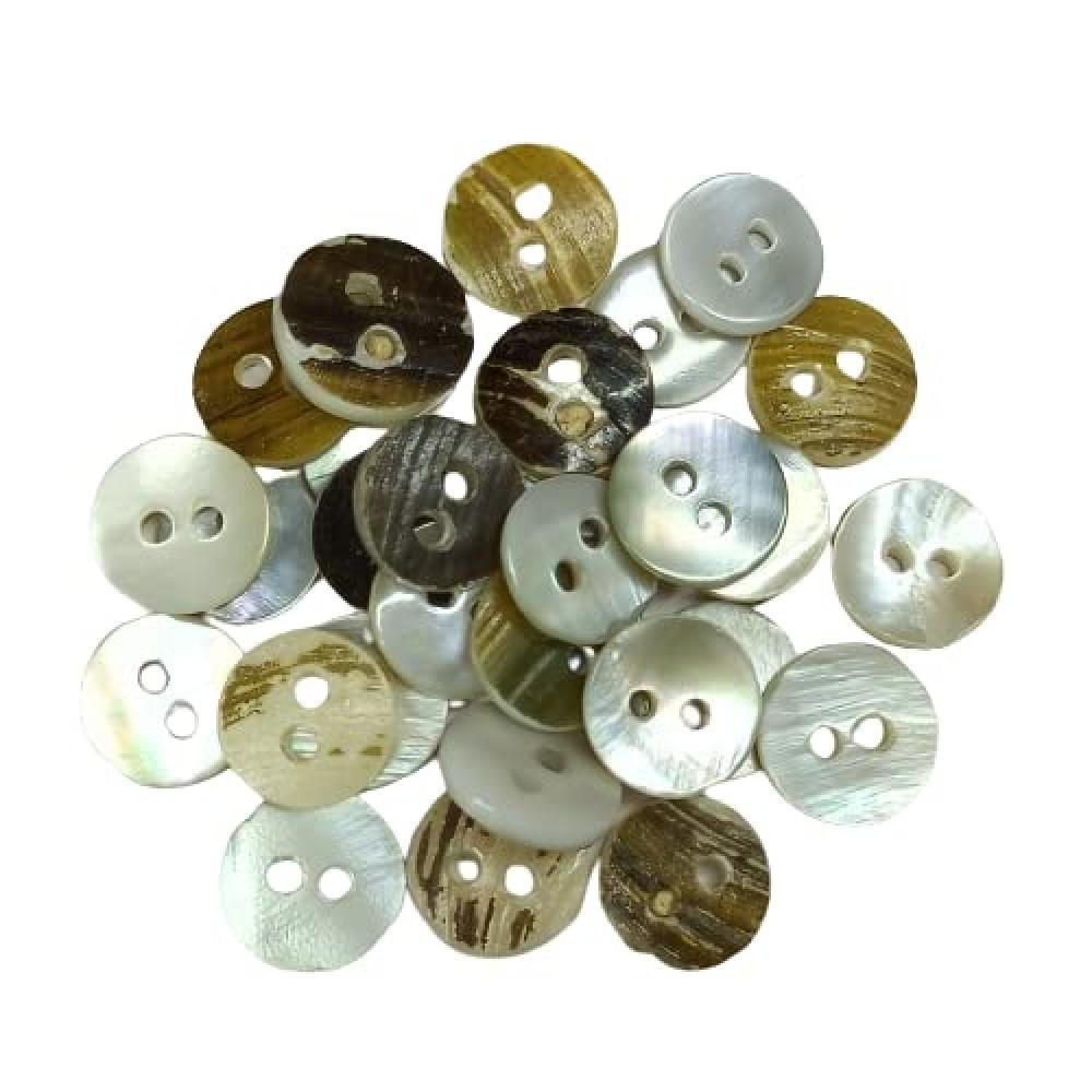 designerbox Sea Shell Mother of Pearl 2 Hole Buttons (1.1CM/11MM)