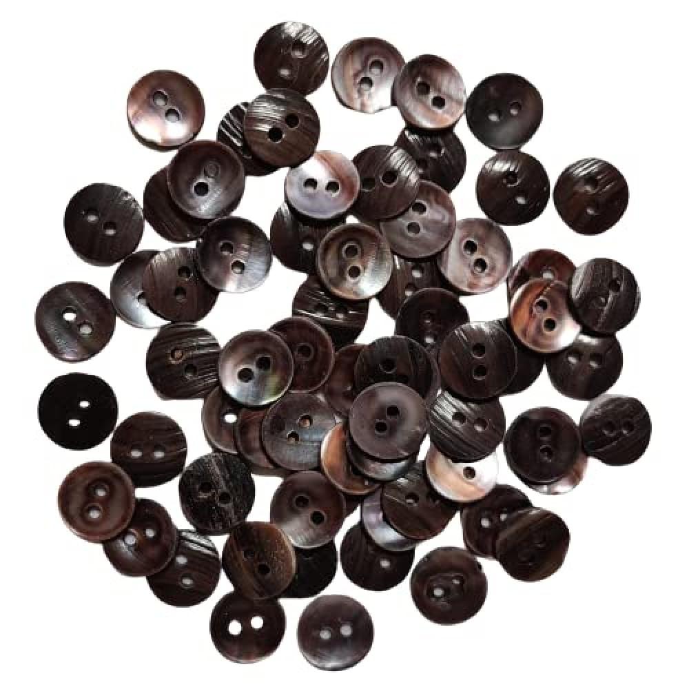 designerbox Sea Shell( Mother of Pearl) 2 Holes Round Buttons for Tailoring Sewing Embroidery Crafting and Decoration(Pack of 75 Pieces)(Size 1.1cm)