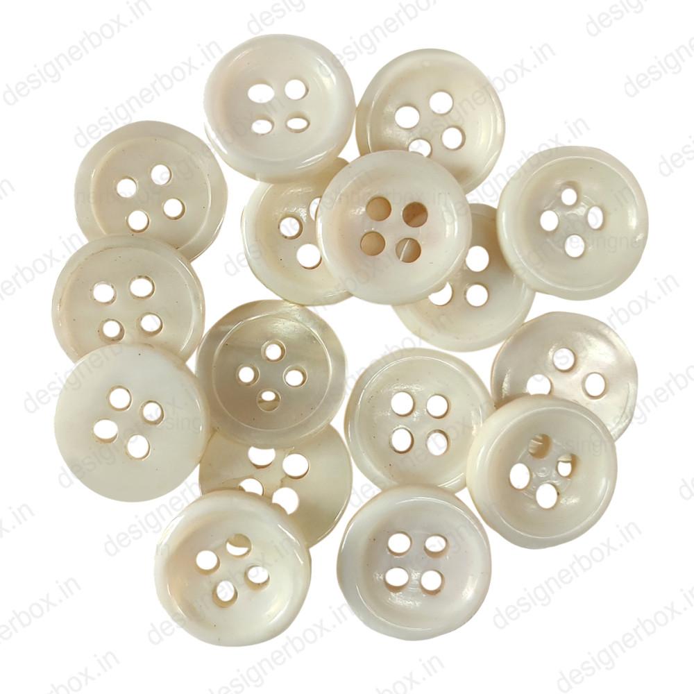 designerbox Sea Shell (Mother of Pearl) 2 Holes Round Buttons for Sewing Embroidery Crafting and Decoration(Pack of 50 Pieces)(Size 1.2cm)