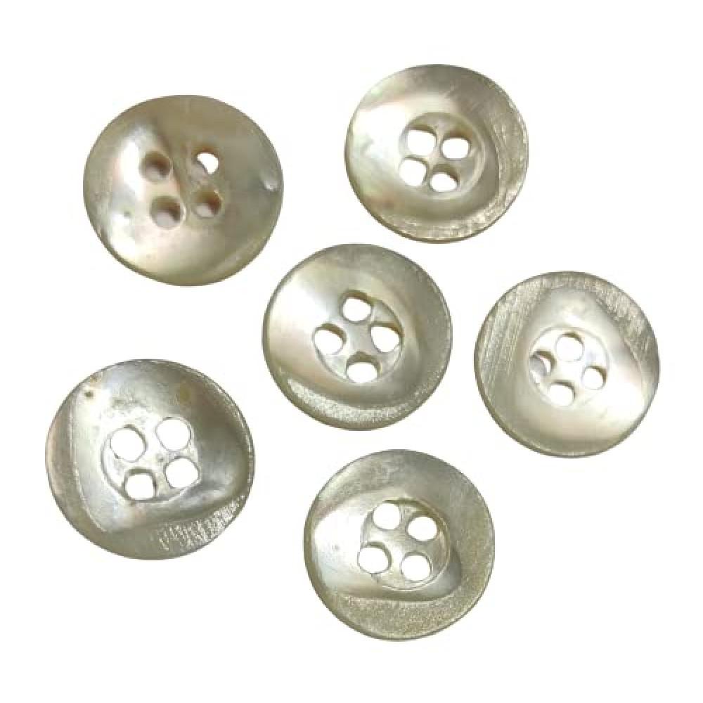 designerbox Sea Shell Mother of Pearl 4 Holes Round Buttons for Tailoring Sewing Embroidery Crafting and Decoration(Pack of 25 Pieces)(Size 1.5cm)