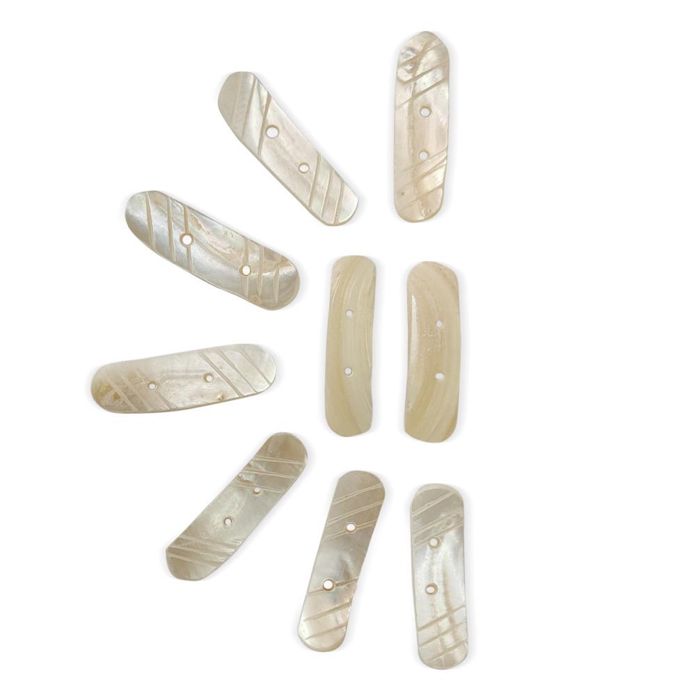 designerbox Sea Shell Mother of Pearl tringle leaf Shape 1 Hole BEADS Buttons for Tailoring Sewing Embroidery Crafting and Decoration(Pack of 25 Pieces)