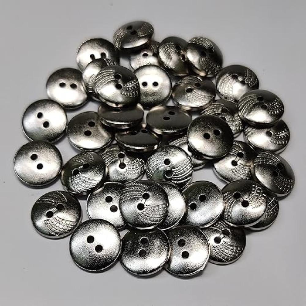 designerbox Silver Acrylic 2 Hole Fancy Acrylic Button use for Jackets Pants Shirts Blouses DIY Crafts and Project (Pack of 50 pcs Size : 1.4 cm