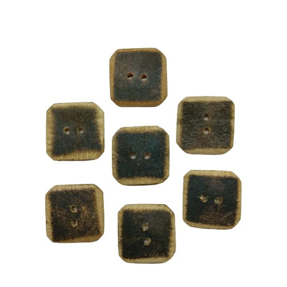 designerbox Square Shape Wooden 2 Holes Buttons for Sewing Embroidery Crafting and Decoration(Pack of 10 Pieces) (Width : 2.5 cm)