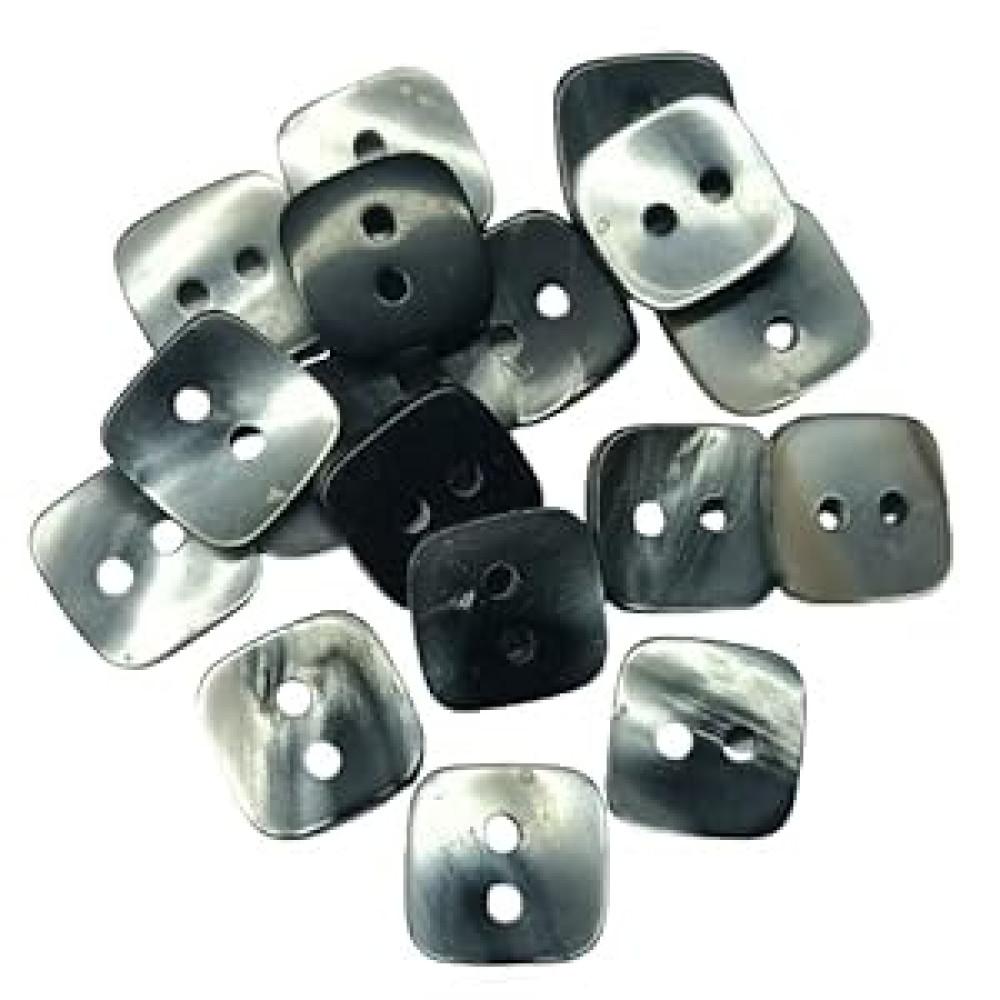 designerbox Steel Gray Shine Resin Art with sea Shell Buttons 2 Hole Square Shape