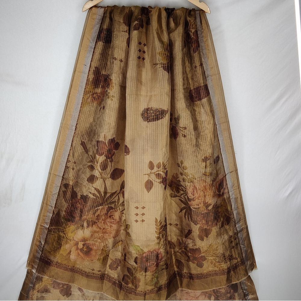 designerbox tissue digital beige gold dupatta for occasion