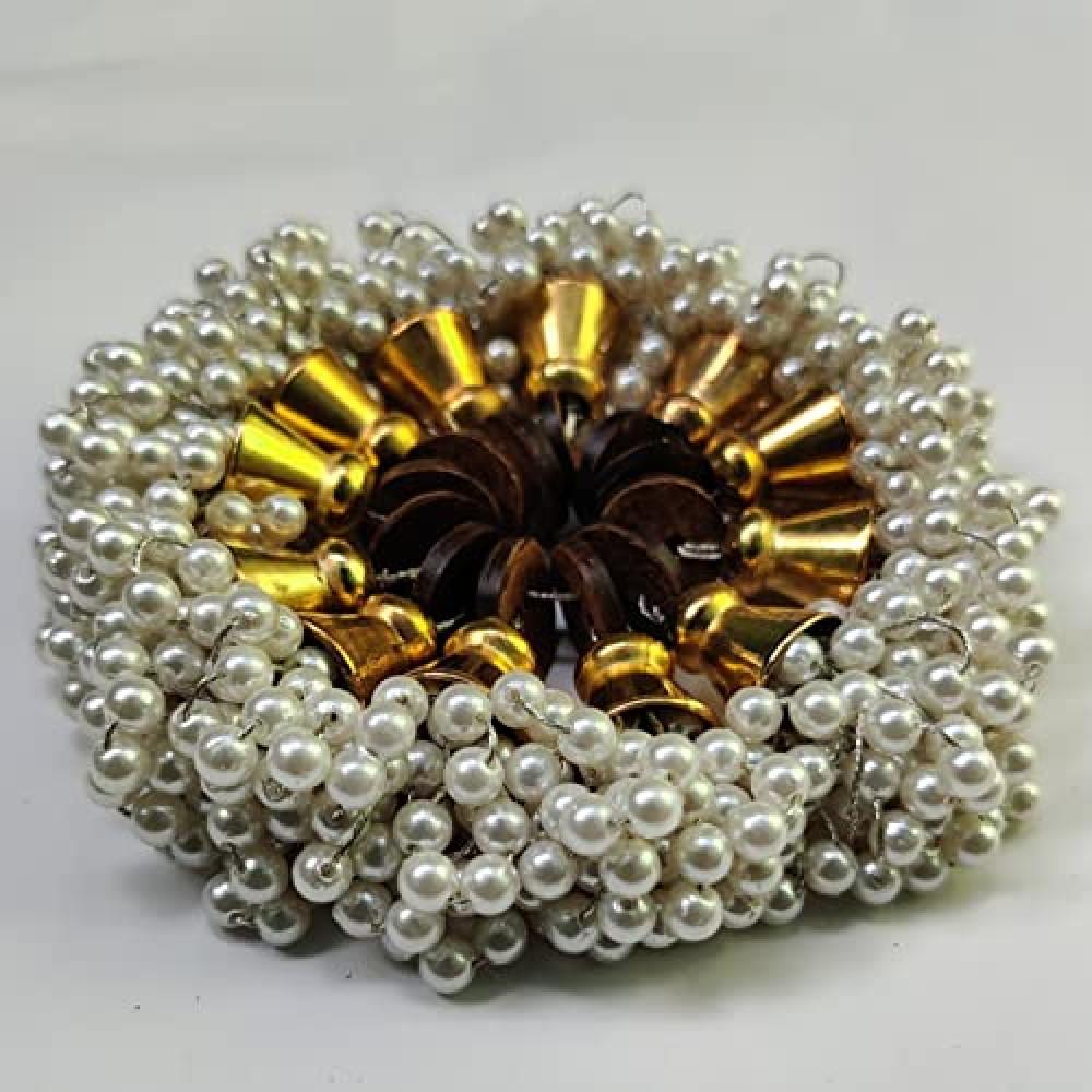 designerbox White motis Tassel and Pearl Tassel with Coconut Buttons for uses Blouses Woman lehanga Choli Kurtas Sarees and for DIY Crafts