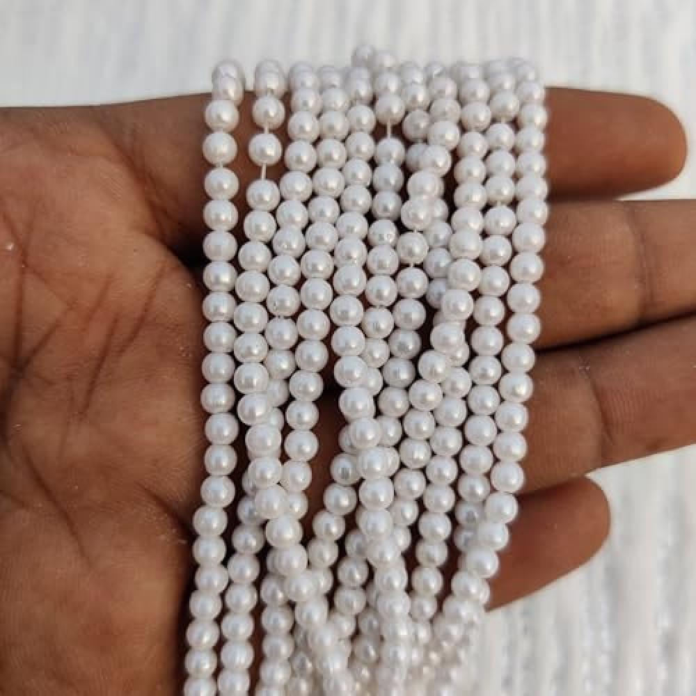 designerbox White Raw Pearl motis Material use for Jewellery Hand Embroidery Craft Making Bangle lace Jutti payal Beads Outfits Design (Size 4 mm or 0.4cm)
