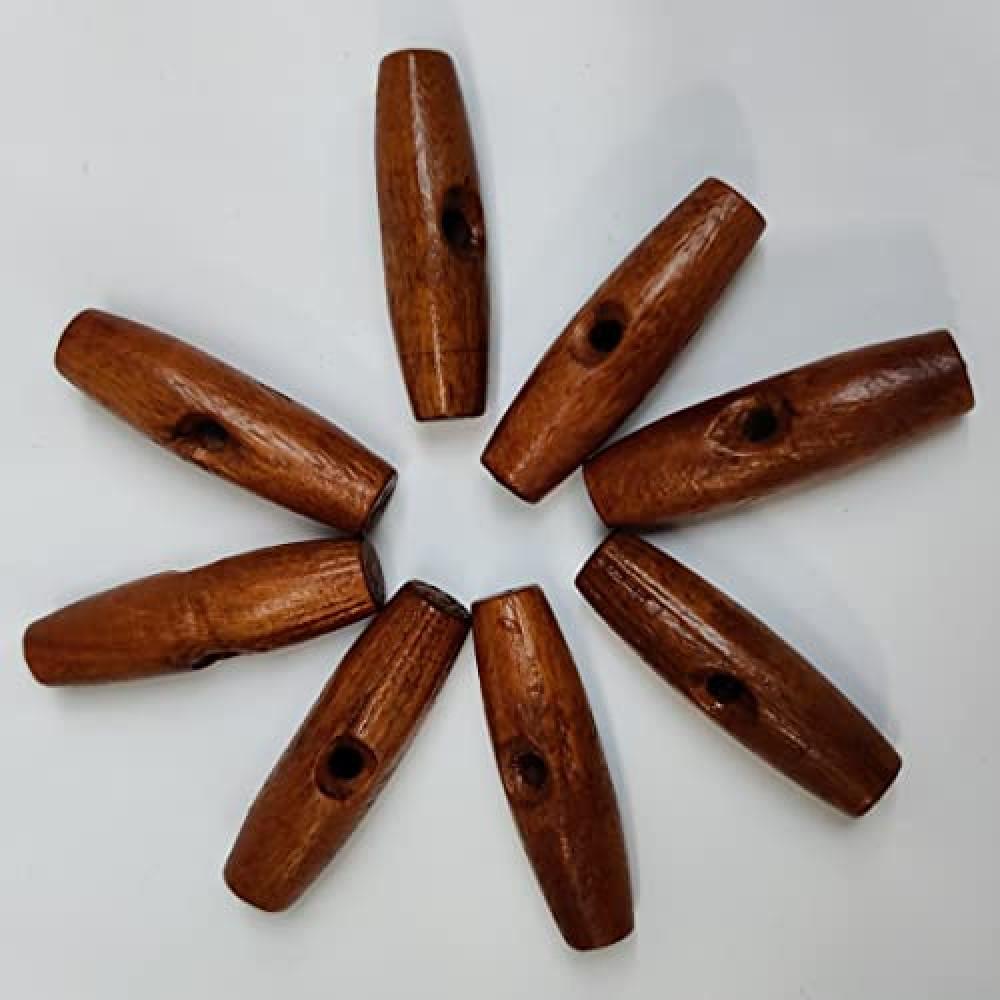 designerbox Wooden 1 Hole Wood Toggle Buttons foe Sewing Bags Fashion Decorative Customs Jackets Kurtis Blouses and Used for DIY Crafts (Pack of 10 Pieces Size 4cm)