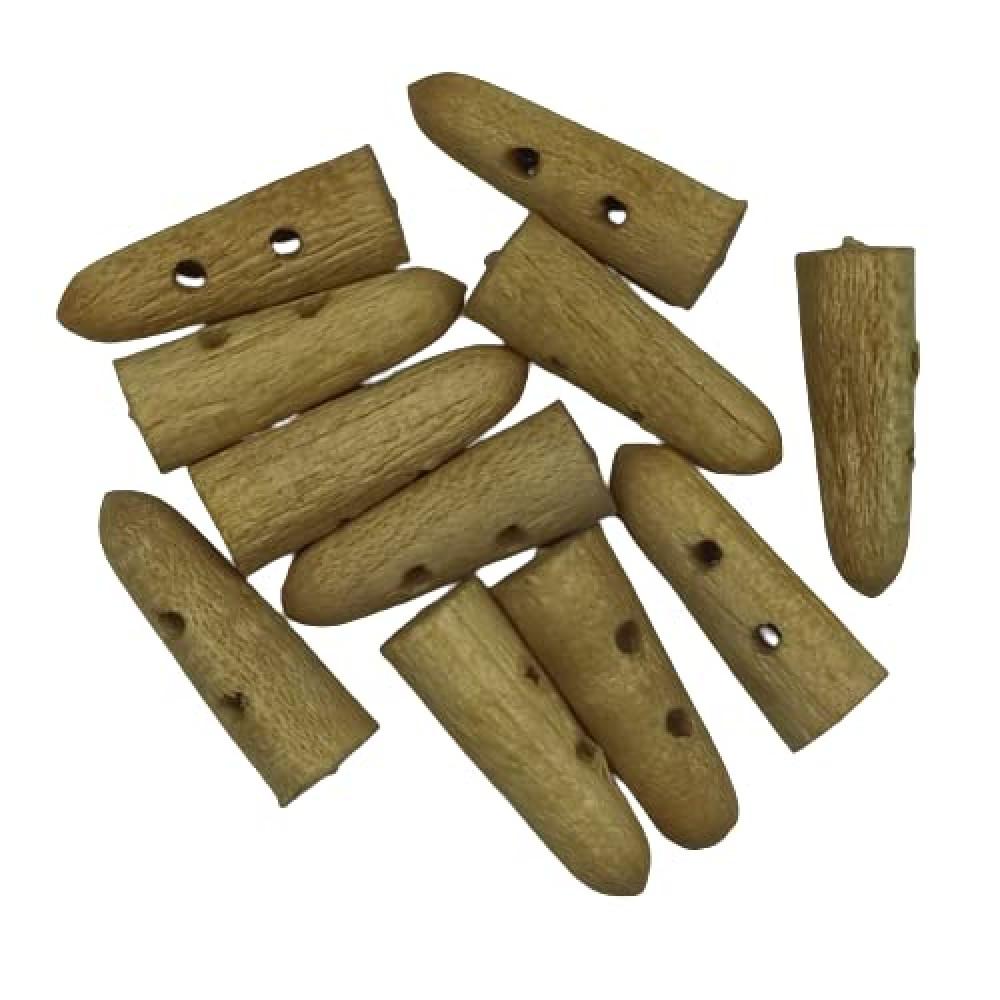 designerbox Wooden 2 Hole Bullet Shape Wood Toggle Buttons foe Sewing Bags Fashion Decorative Customs Jackets Kurtis Blouses and Used for DIY Crafts ( Pack of 20 Pieces ) (Size 2.2cm )