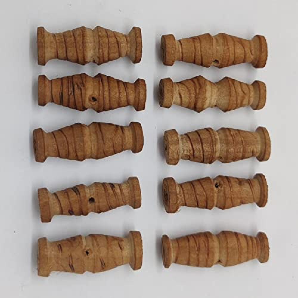 designerbox Wooden Natural Beige Toggle Buttons 1 Hole Designer Traditional for Suits Dresses Jackets Coats Bag Craft DIY (Toggle 2.75 cm Approx) (Pack of 10pcs)