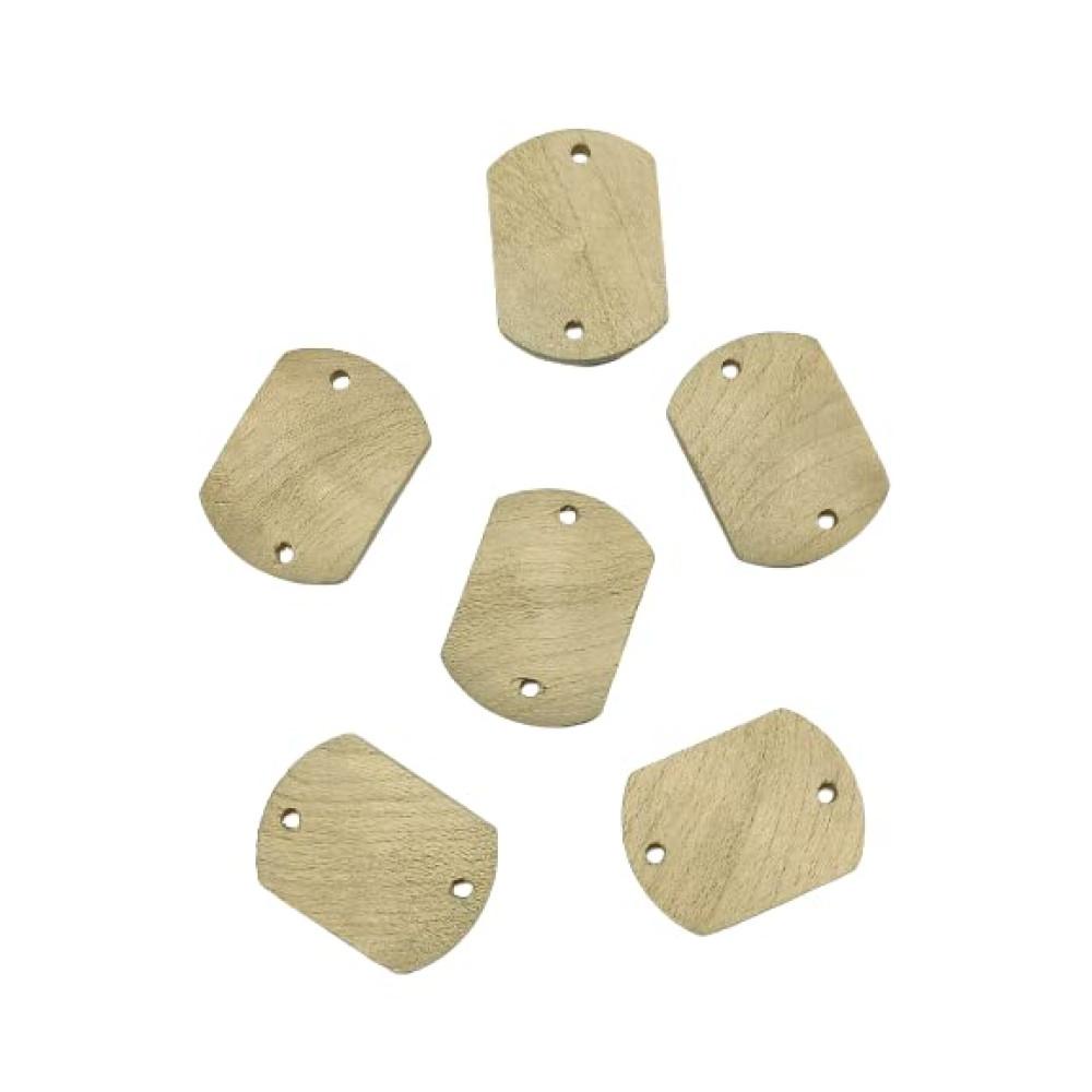 designerbox Wooden Rectangular 2 Hole Buttons for Shirts Kurtas Kurtis Jackets Blouses Suits Dresses Decoration DIY Crafts ( Size : 3 cm ) ( Pack of 25 Pcs )