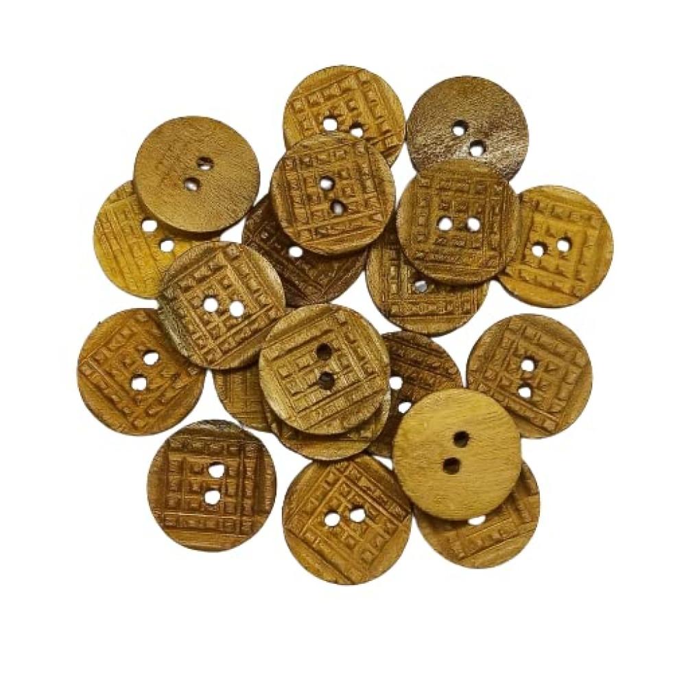 designerbox Wooden Tiny Pyramids Design 2 Holes Buttons for Shirts Kurtas Kurtis Jackets Blouses Suits Dresses Decoration DIY Crafts ( Size : 2cm ) ( Pack of 25 Pcs )