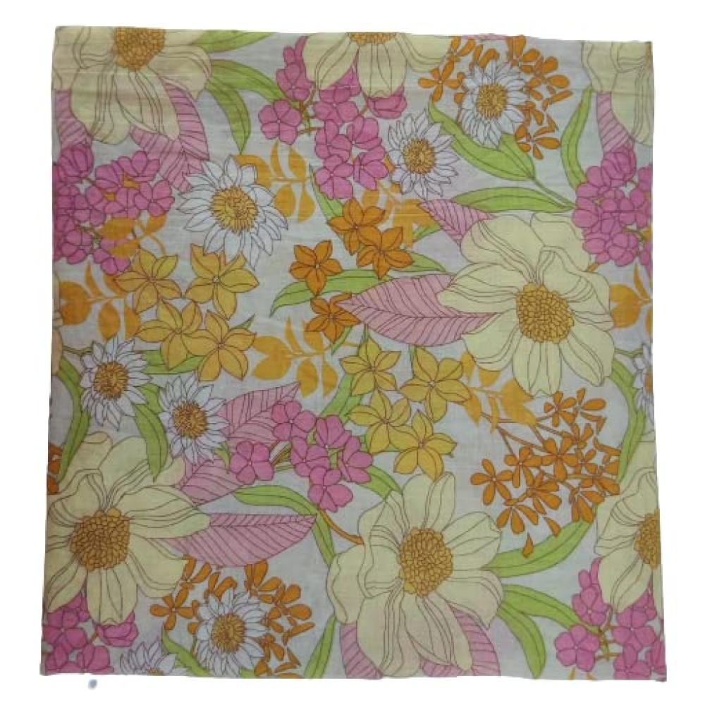 designerbox Yellow Colour Mulmul Fresh Fabric Flower printed Cotton used for gown kurtis Dresses Kurtis ( 2.5 meters)