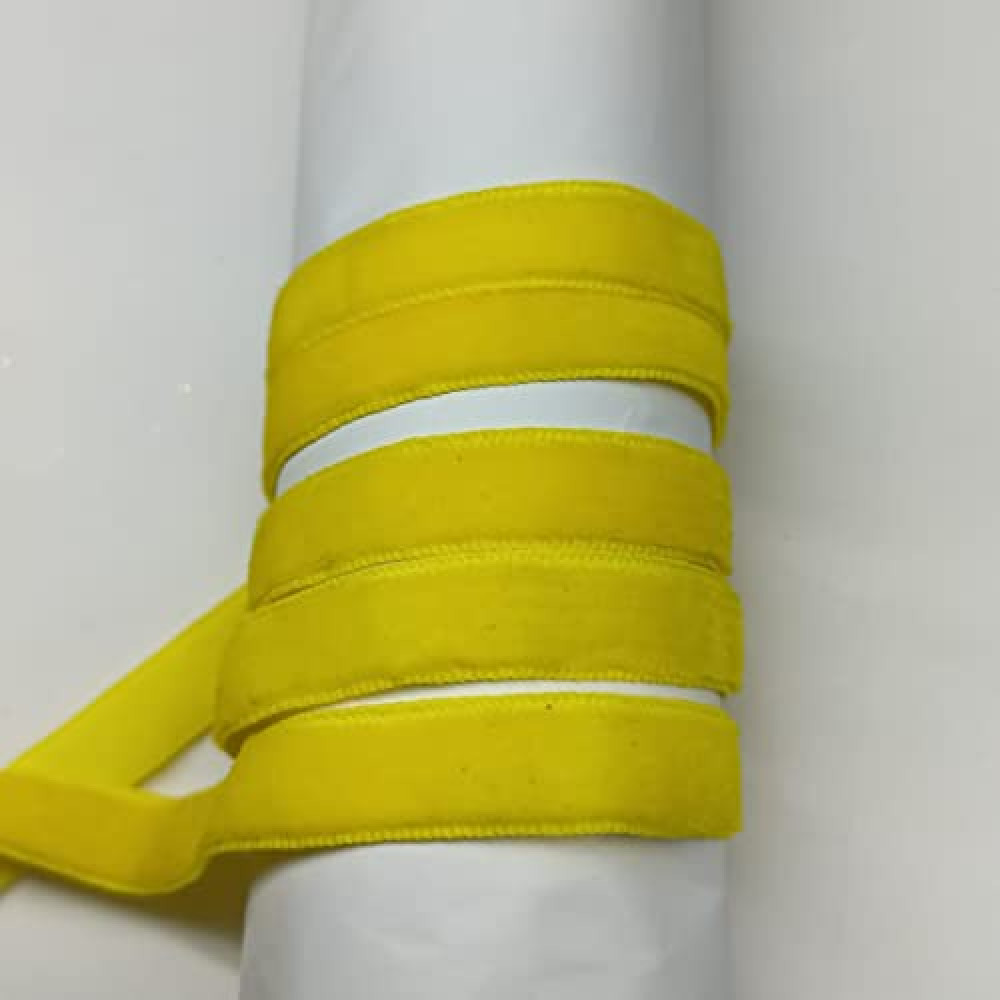 designerbox Yellow Colour Velvet lace for Bridal Dresses Edge of Sarees Kurtis Kurtas duppatta Blouses Art and Craft [Pack of 8 Meter ] Size 1cm