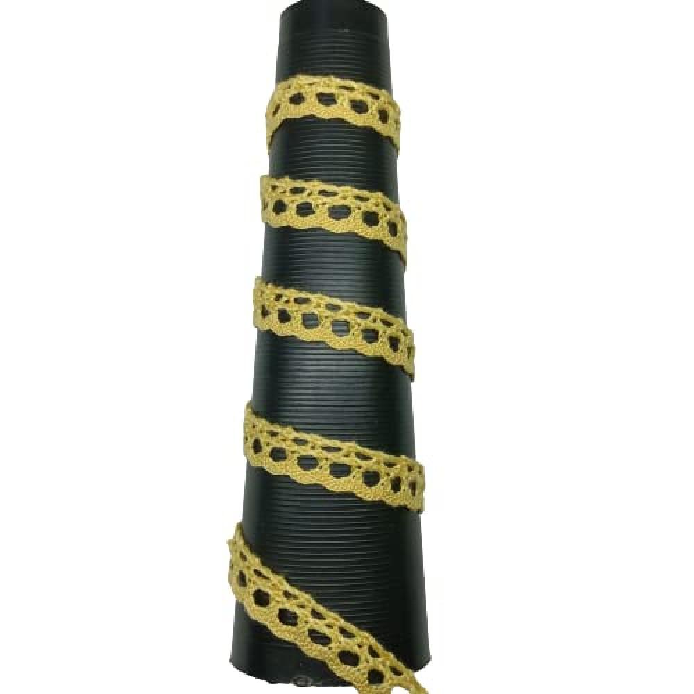 designerbox Yellow Cotton Croshiya Lace Used for Trims Borders Embroidered Laces Applique Fabric lace Sewing Supplies Cotton Work lace.( Pack of 9 Meter ) Size : 1.5cm