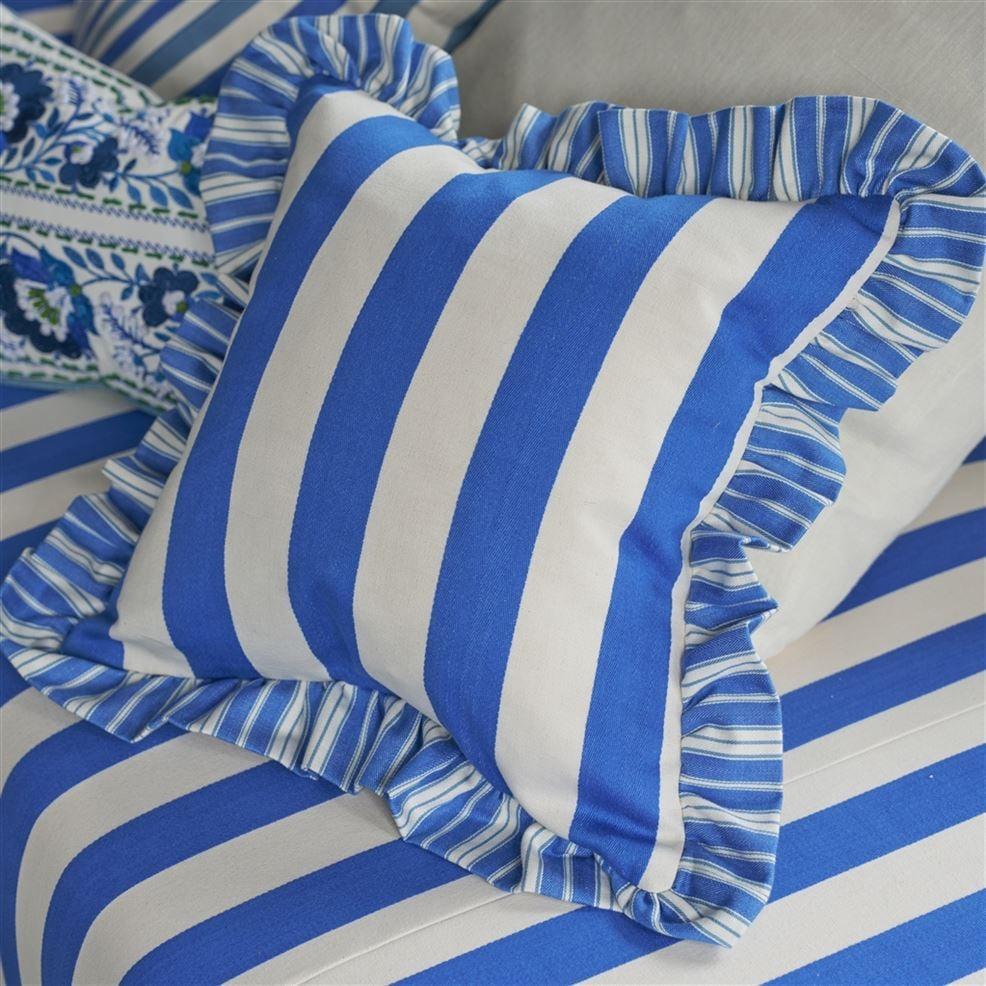 Designers Guild Berkeley Stripe Cobalt Cotton Decorative Pillow